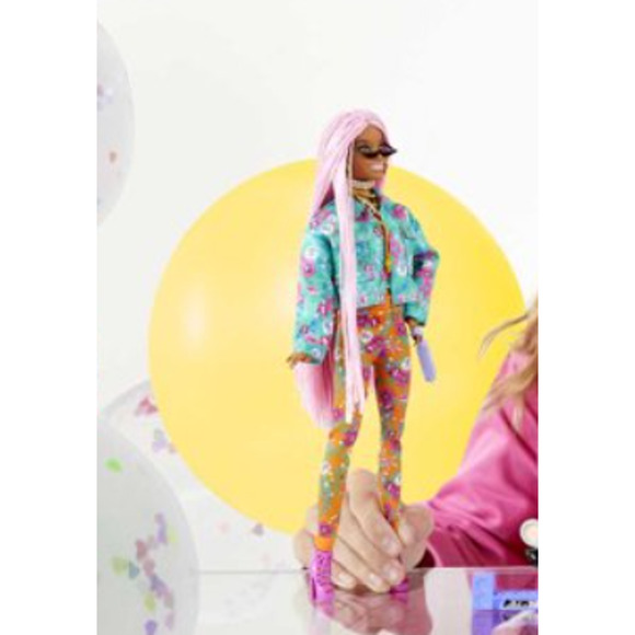 Barbie Extra Fashion Doll # 10 with Pink Braids Teal Floral Jacket   NWT - Picture 5 of 5